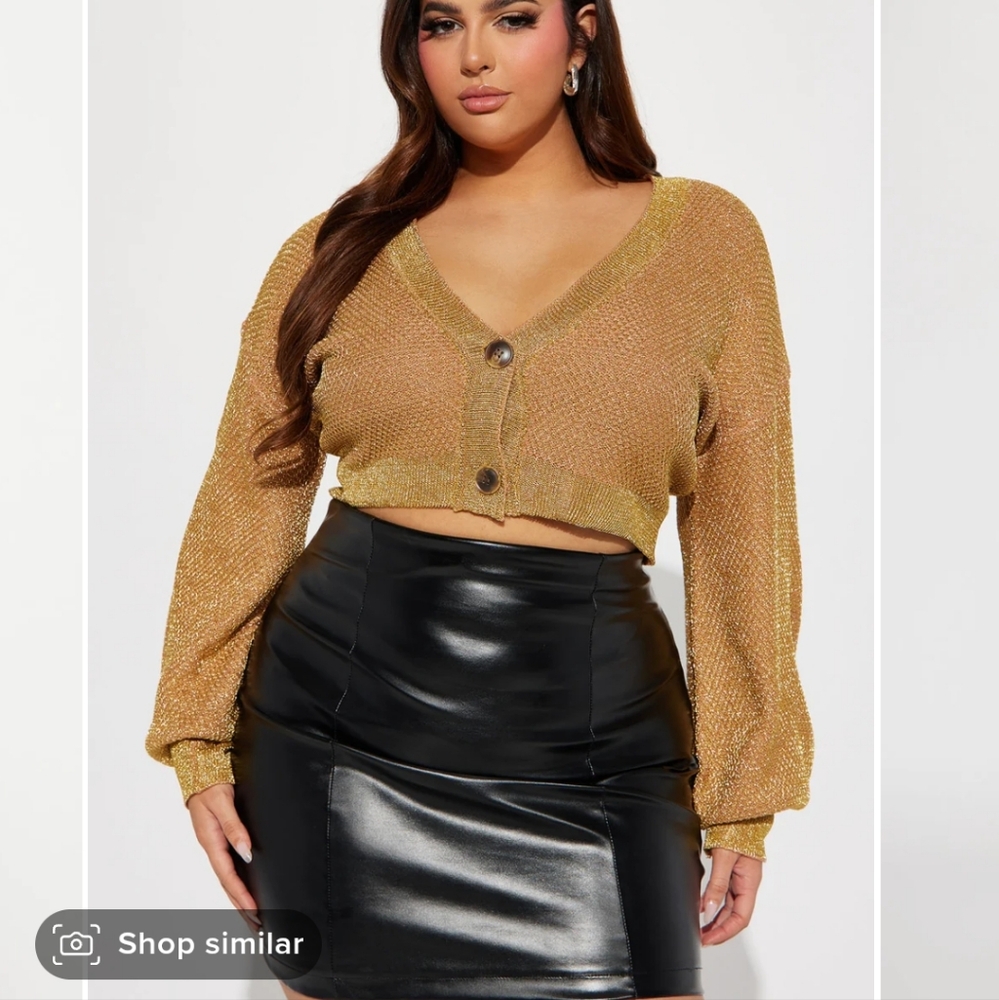 Fashion Nova Gold cropped cardigan NWT 2X
